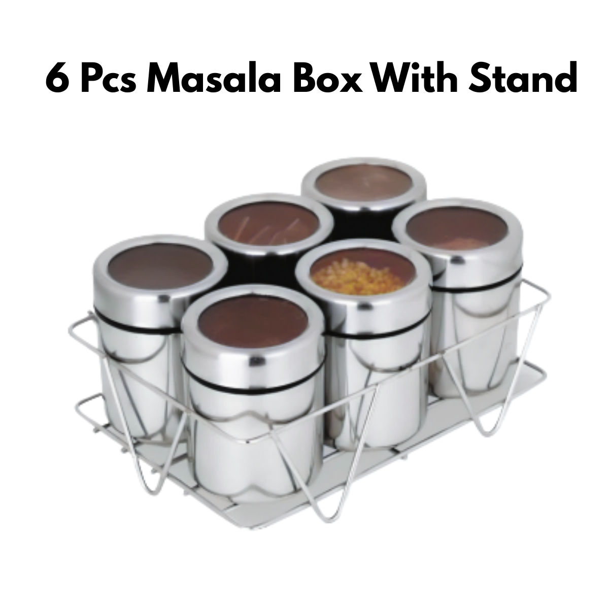 Zatta 6 Pcs Masala Box with Stand 175 ml