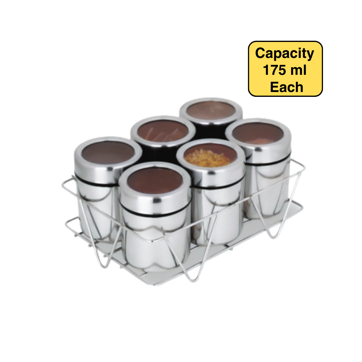 Zatta 6 Pcs Masala Box with Stand 175 ml