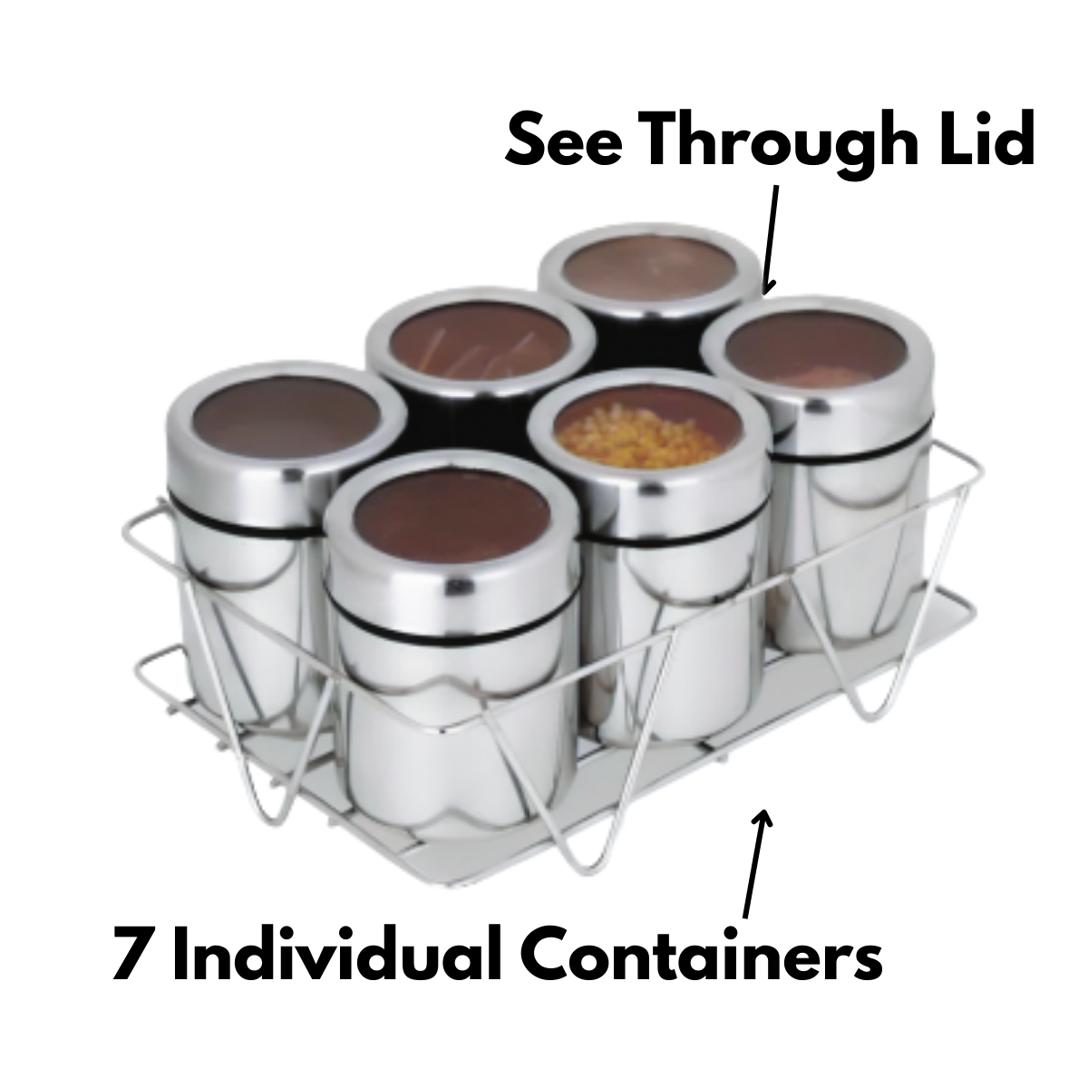 Zatta 6 Pcs Masala Box with Stand 175 ml
