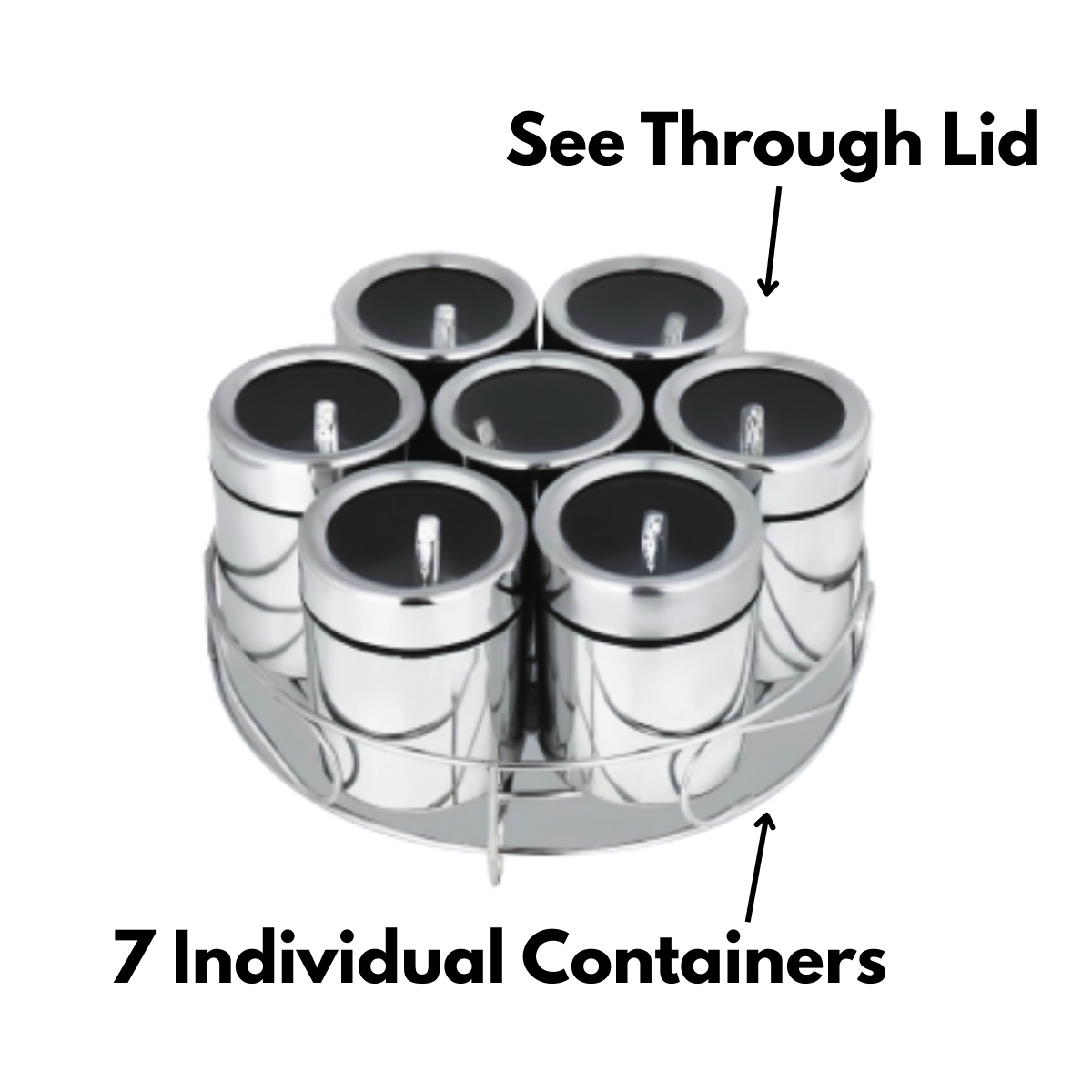 Zatta 7 Pcs Masala Box with Stand 175 ml