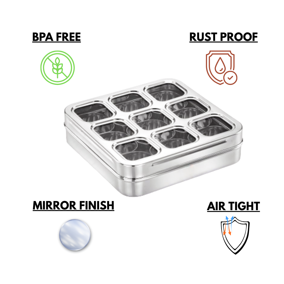 Zatta 9 In 1 Square Masala Box 1650 ml